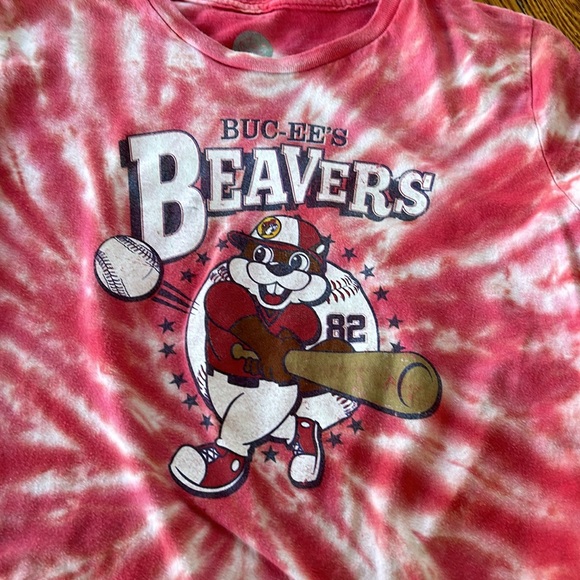 Buc-ees Beavers red tie dye tee shirt. Youth Large. Good condition. - Picture 6 of 6